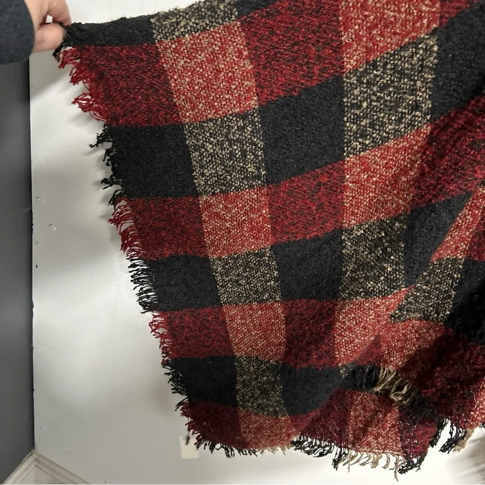 NWT-Simonetta Women’s One Size Color Block Cape‎ Cowl Neck Fringed Autumn Cozy
